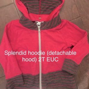 Pink splendid hoodie‎ detachable hood zip up 2T